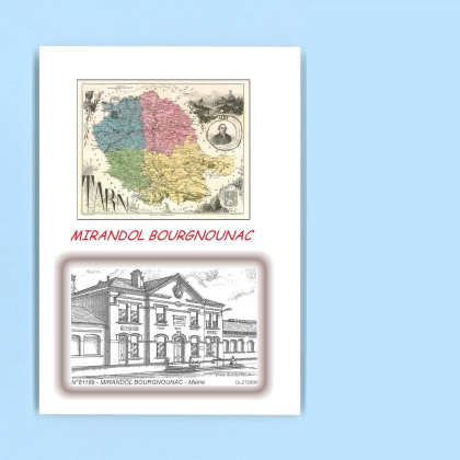 Cartes Postales impression Noir avec dpartement sur la ville de MIRANDOL BOURGNOUNAC Titre : mairie