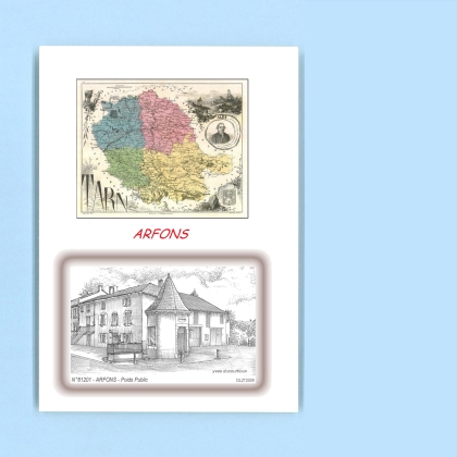 Cartes Postales impression Noir avec dpartement sur la ville de ARFONS Titre : poids public