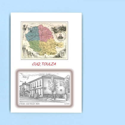 Cartes Postales impression Noir avec dpartement sur la ville de CUQ TOULZA Titre : mairie
