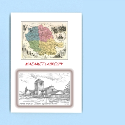 Cartes Postales impression Noir avec dpartement sur la ville de MAZAMET LABRESPY Titre : eglise st pierre des plots