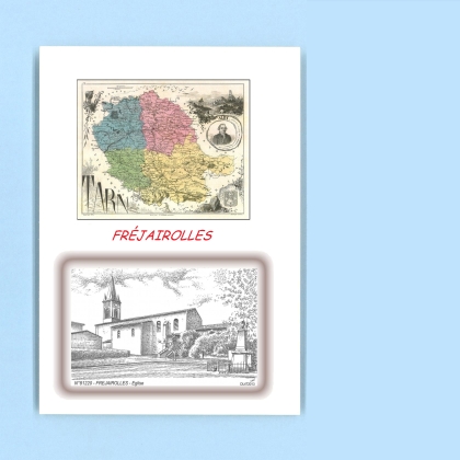 Cartes Postales impression Noir avec dpartement sur la ville de FREJAIROLLES Titre : eglise