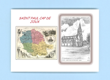 Cartes Postales impression Noir avec dpartement sur la ville de ST PAUL CAP DE JOUX Titre : eglise