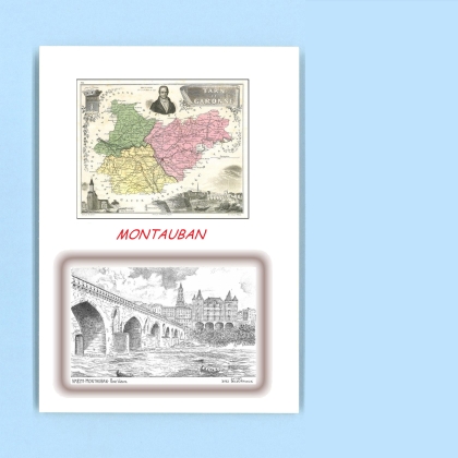 Cartes Postales impression Noir avec dpartement sur la ville de MONTAUBAN Titre : pont vieux
