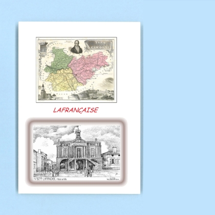 Cartes Postales impression Noir avec dpartement sur la ville de LAFRANCAISE Titre : hotel de ville