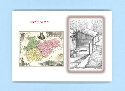 Cartes Postales impression Noir avec dpartement sur la ville de BRESSOLS Titre : lavoir