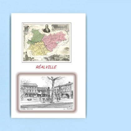 Cartes Postales impression Noir avec dpartement sur la ville de REALVILLE Titre : vue
