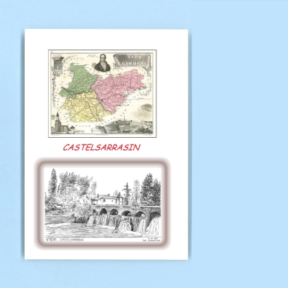 Cartes Postales impression Noir avec dpartement sur la ville de CASTELSARRASIN Titre : vue