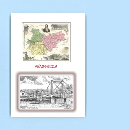 Cartes Postales impression Noir avec dpartement sur la ville de FENEYROLS Titre : pont