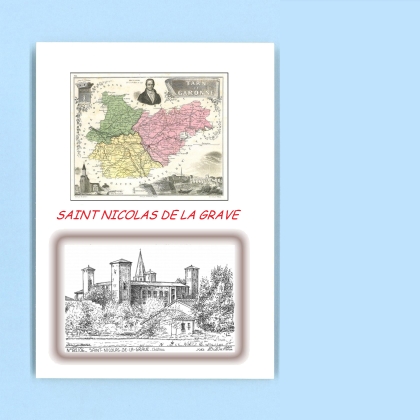Cartes Postales impression Noir avec dpartement sur la ville de ST NICOLAS DE LA GRAVE Titre : chateau (mairie)