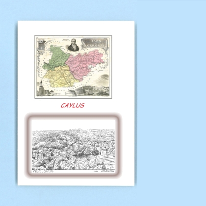 Cartes Postales impression Noir avec dpartement sur la ville de CAYLUS Titre : vue