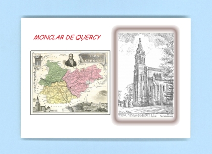 Cartes Postales impression Noir avec dpartement sur la ville de MONCLAR DE QUERCY Titre : eglise