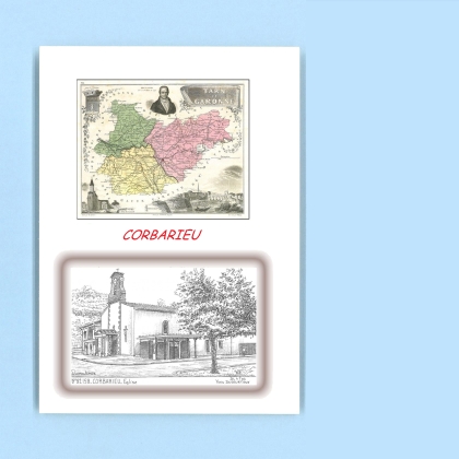 Cartes Postales impression Noir avec dpartement sur la ville de CORBARIEU Titre : eglise