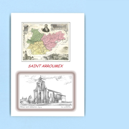 Cartes Postales impression Noir avec dpartement sur la ville de ST ARROUMEX Titre : eglise