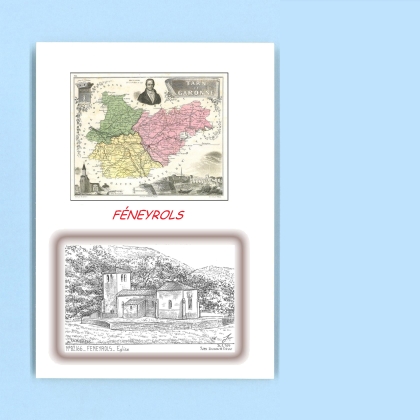 Cartes Postales impression Noir avec dpartement sur la ville de FENEYROLS Titre : eglise