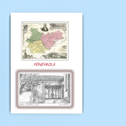 Cartes Postales impression Noir avec dpartement sur la ville de FENEYROLS Titre : mairie