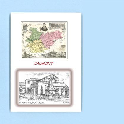 Cartes Postales impression Noir avec dpartement sur la ville de CAUMONT Titre : mairie
