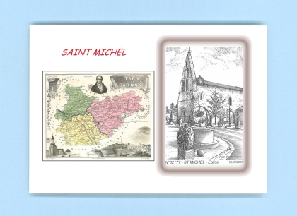 Cartes Postales impression Noir avec dpartement sur la ville de ST MICHEL Titre : eglise