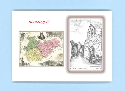 Cartes Postales impression Noir avec dpartement sur la ville de BRUNIQUEL Titre : vue