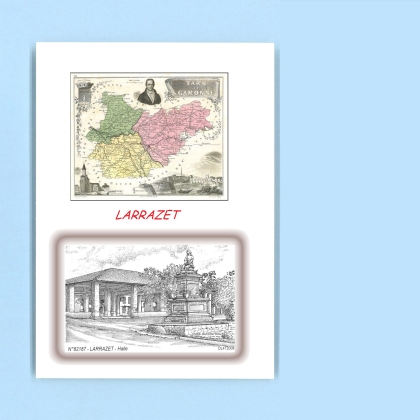 Cartes Postales impression Noir avec dpartement sur la ville de LARRAZET Titre : halle