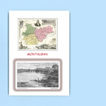 Cartes Postales impression Noir avec dpartement sur la ville de MONTAUBAN Titre : vue