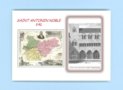 Cartes Postales impression Noir avec dpartement sur la ville de ST ANTONIN NOBLE VAL Titre : ancien hotel de ville