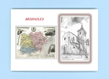 Cartes Postales impression Noir avec dpartement sur la ville de BRIGNOLES Titre : eglise