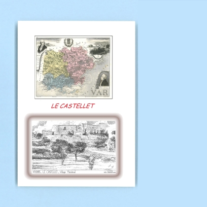 Cartes Postales impression Noir avec dpartement sur la ville de LE CASTELLET Titre : village medieval