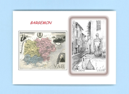 Cartes Postales impression Noir avec dpartement sur la ville de BARGEMON Titre : vue