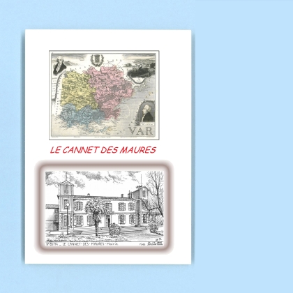 Cartes Postales impression Noir avec dpartement sur la ville de LE CANNET DES MAURES Titre : mairie