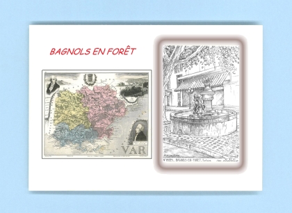 Cartes Postales impression Noir avec dpartement sur la ville de BAGNOLS EN FORET Titre : fontaine