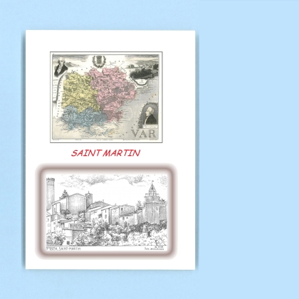 Cartes Postales impression Noir avec dpartement sur la ville de ST MARTIN Titre : vue