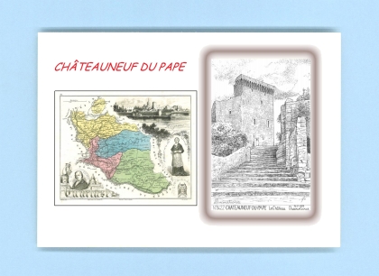 Cartes Postales impression Noir avec dpartement sur la ville de CHATEAUNEUF DU PAPE Titre : chateau