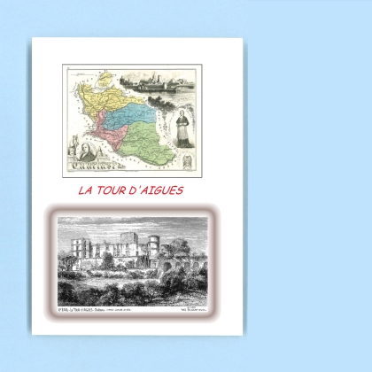 Cartes Postales impression Noir avec dpartement sur la ville de LA TOUR D AIGUES Titre : chateau