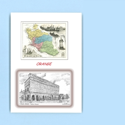 Cartes Postales impression Noir avec dpartement sur la ville de ORANGE Titre : theatre antique