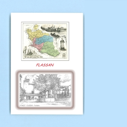 Cartes Postales impression Noir avec dpartement sur la ville de FLASSAN Titre : fontaine
