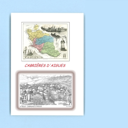 Cartes Postales impression Noir avec dpartement sur la ville de CABRIERES D AIGUES Titre : vue