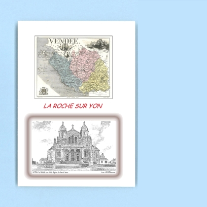 Cartes Postales impression Noir avec dpartement sur la ville de LA ROCHE SUR YON Titre : eglise du sacre coeur