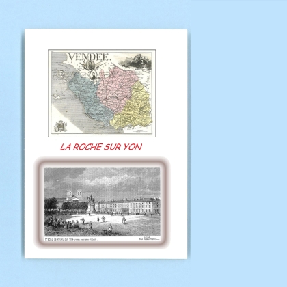 Cartes Postales impression Noir avec dpartement sur la ville de LA ROCHE SUR YON Titre : vue
