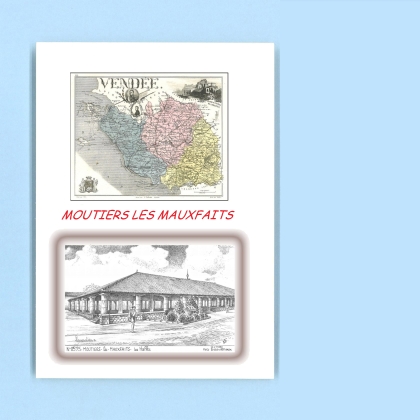 Cartes Postales impression Noir avec dpartement sur la ville de MOUTIERS LES MAUXFAITS Titre : halles