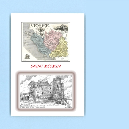 Cartes Postales impression Noir avec dpartement sur la ville de ST MESMIN Titre : chateau de la ville