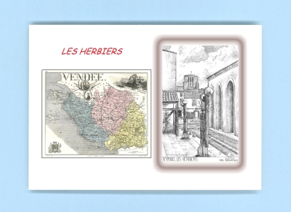 Cartes Postales impression Noir avec dpartement sur la ville de LES HERBIERS Titre : vue