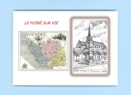 Cartes Postales impression Noir avec dpartement sur la ville de LE POIRE SUR VIE Titre : fontaine et eglise