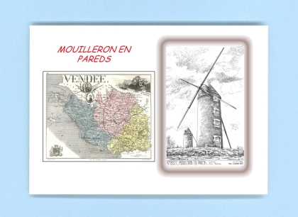 Cartes Postales impression Noir avec dpartement sur la ville de MOUILLERON EN PAREDS Titre : colline aux moulins
