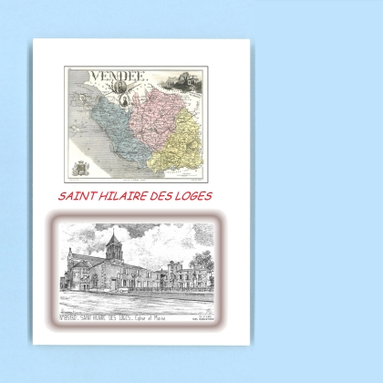Cartes Postales impression Noir avec dpartement sur la ville de ST HILAIRE DES LOGES Titre : eglise et mairie
