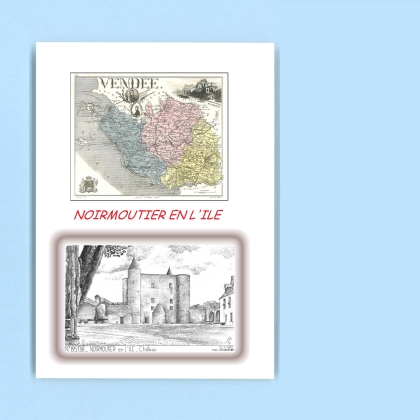 Cartes Postales impression Noir avec dpartement sur la ville de NOIRMOUTIER EN L ILE Titre : chateau