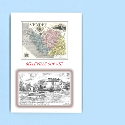 Cartes Postales impression Noir avec dpartement sur la ville de BELLEVILLE SUR VIE Titre : hotel de ville