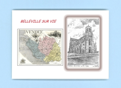 Cartes Postales impression Noir avec dpartement sur la ville de BELLEVILLE SUR VIE Titre : eglise