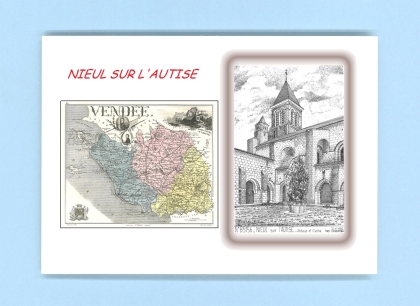 Cartes Postales impression Noir avec dpartement sur la ville de NIEUL SUR L AUTISE Titre : abbaye et cloitre