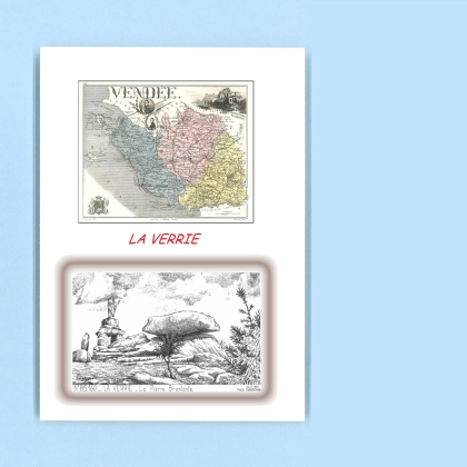 Cartes Postales impression Noir avec dpartement sur la ville de LA VERRIE Titre : la pierre branlante