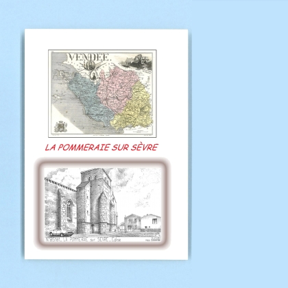 Cartes Postales impression Noir avec dpartement sur la ville de LA POMMERAIE SUR SEVRE Titre : eglise